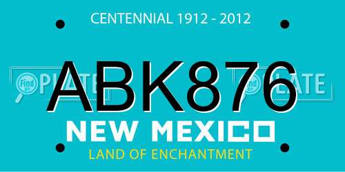 ABK876 New Mexico License Plate