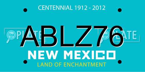 ABLZ76 New Mexico License Plate