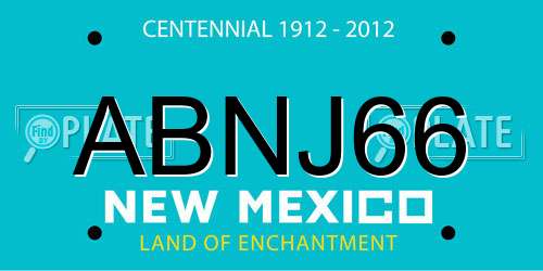 ABNJ66 New Mexico License Plate