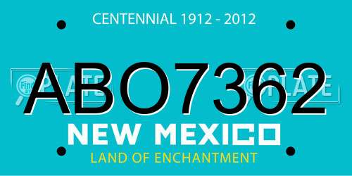 ABO7362 New Mexico License Plate