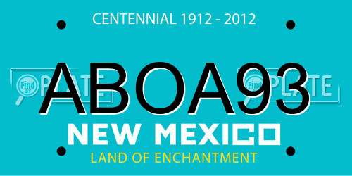 ABOA93 New Mexico License Plate
