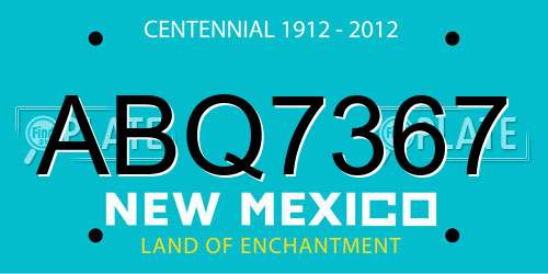 ABQ7367 New Mexico License Plate