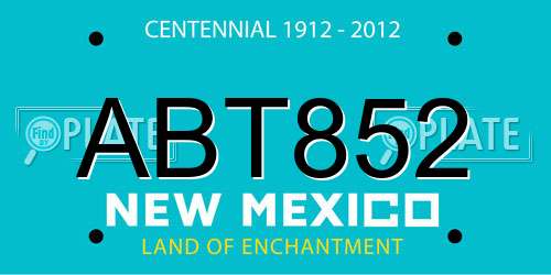 ABT852 New Mexico License Plate