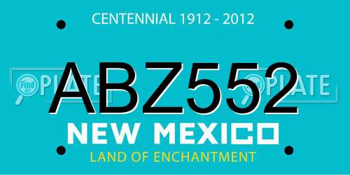 ABZ552 New Mexico License Plate