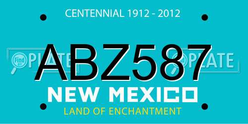ABZ587 New Mexico License Plate