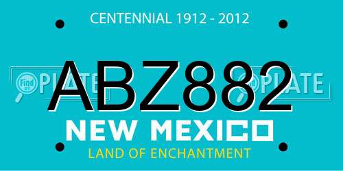 ABZ882 New Mexico License Plate