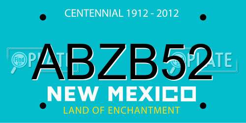 ABZB52 New Mexico License Plate