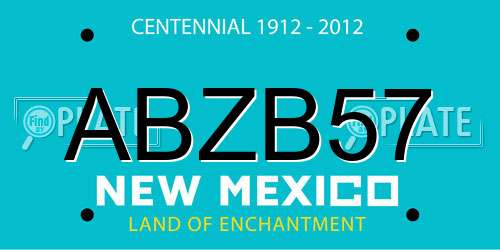 ABZB57 New Mexico License Plate
