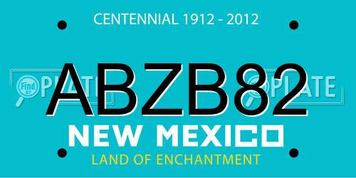 ABZB82 New Mexico License Plate