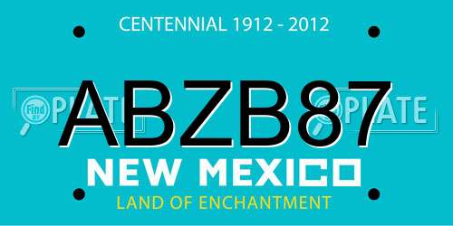 ABZB87 New Mexico License Plate
