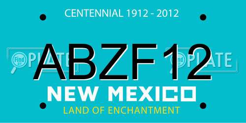 ABZF12 New Mexico License Plate