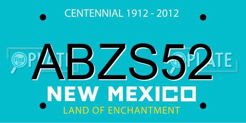 ABZS52 New Mexico License Plate