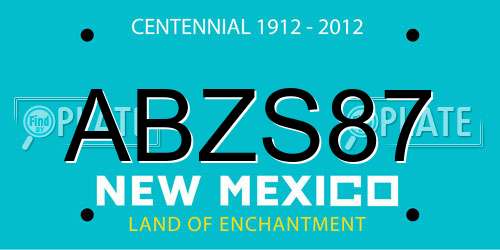 ABZS87 New Mexico License Plate