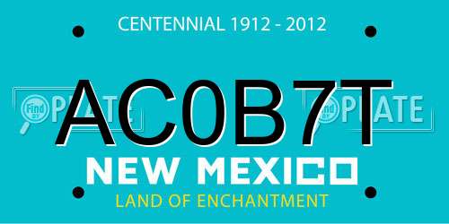 AC0B7T New Mexico License Plate