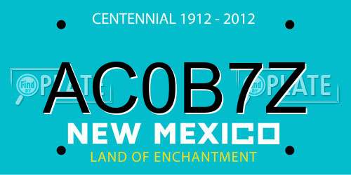 AC0B7Z New Mexico License Plate