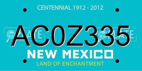 AC0Z335 New Mexico License Plate
