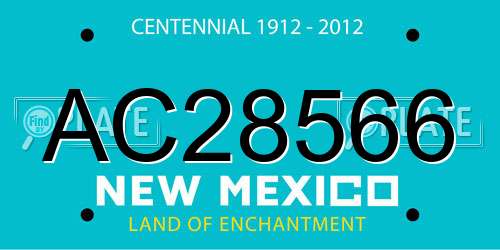 AC28566 New Mexico License Plate