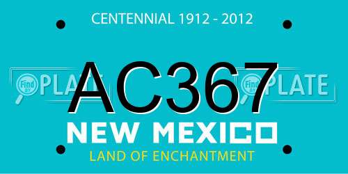 AC367 New Mexico License Plate