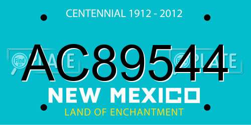 AC89544 New Mexico License Plate