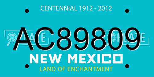 AC89809 New Mexico License Plate
