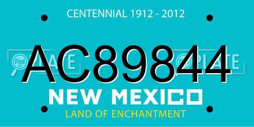 AC89844 New Mexico License Plate