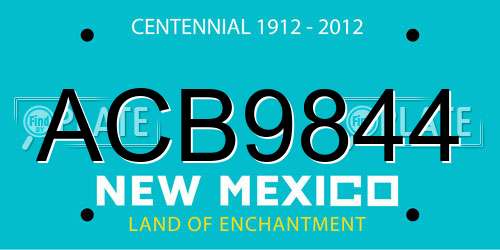 ACB9844 New Mexico License Plate