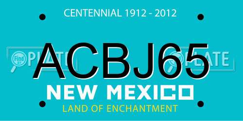 ACBJ65 New Mexico License Plate