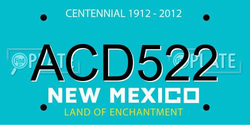 ACD522 New Mexico License Plate