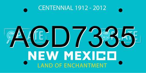 ACD7335 New Mexico License Plate