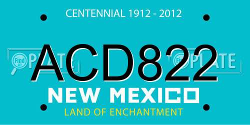 ACD822 New Mexico License Plate