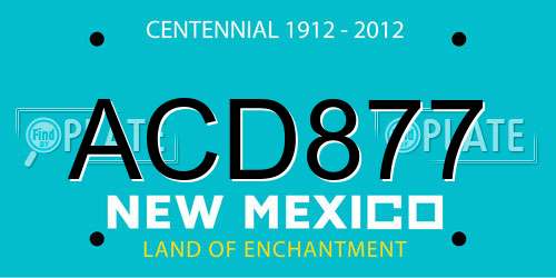 ACD877 New Mexico License Plate