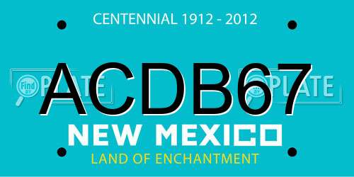 ACDB67 New Mexico License Plate