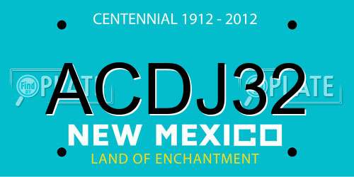 ACDJ32 New Mexico License Plate