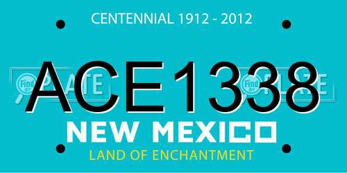 ACE1338 New Mexico License Plate