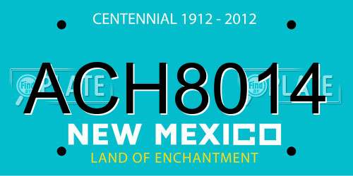 ACH8014 New Mexico License Plate