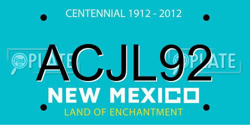 ACJL92 New Mexico License Plate