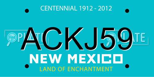ACKJ59 New Mexico License Plate