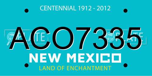 ACO7335 New Mexico License Plate