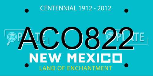 ACO822 New Mexico License Plate