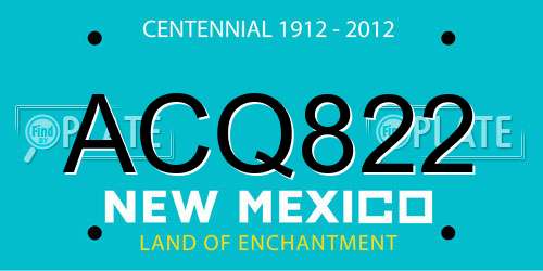 ACQ822 New Mexico License Plate