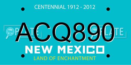 ACQ890 New Mexico License Plate