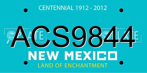 ACS9844 New Mexico License Plate
