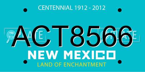 ACT8566 New Mexico License Plate