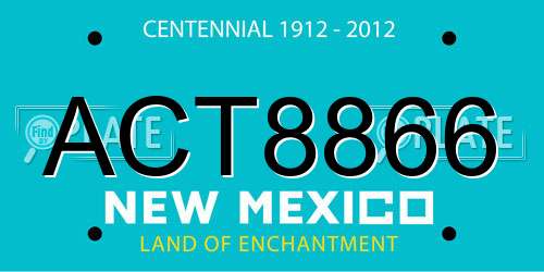 ACT8866 New Mexico License Plate