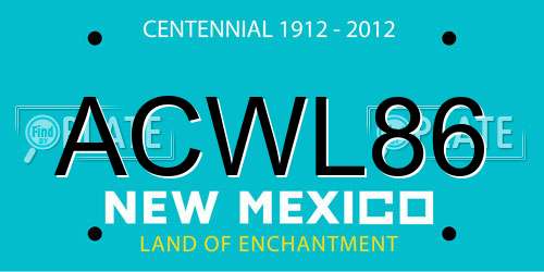 ACWL86 New Mexico License Plate