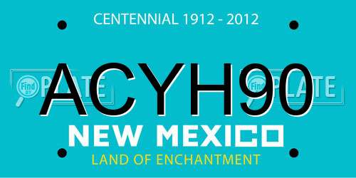 ACYH90 New Mexico License Plate