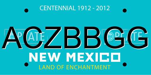 ACZBBGG New Mexico License Plate
