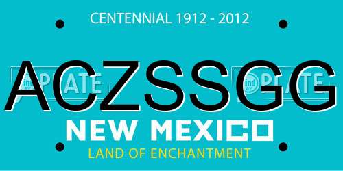 ACZSSGG New Mexico License Plate
