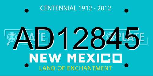 AD12845 New Mexico License Plate