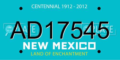 AD17545 New Mexico License Plate